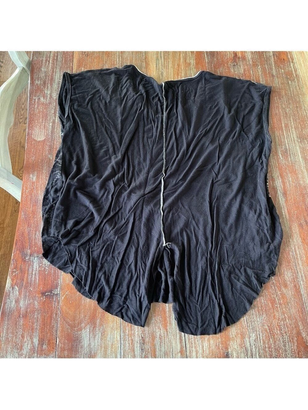 Edista Black Patterned Cap Sleeve Shirt XL - Picture 6 of 6